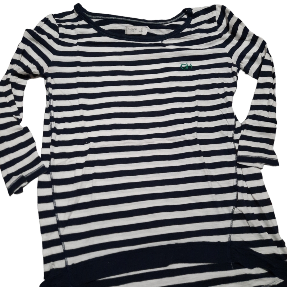 Gilly hicks navy and white striped top